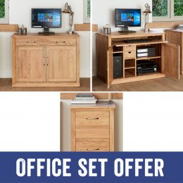 Mobel Solid Oak Hidden Desk And Filing Cabinet Package